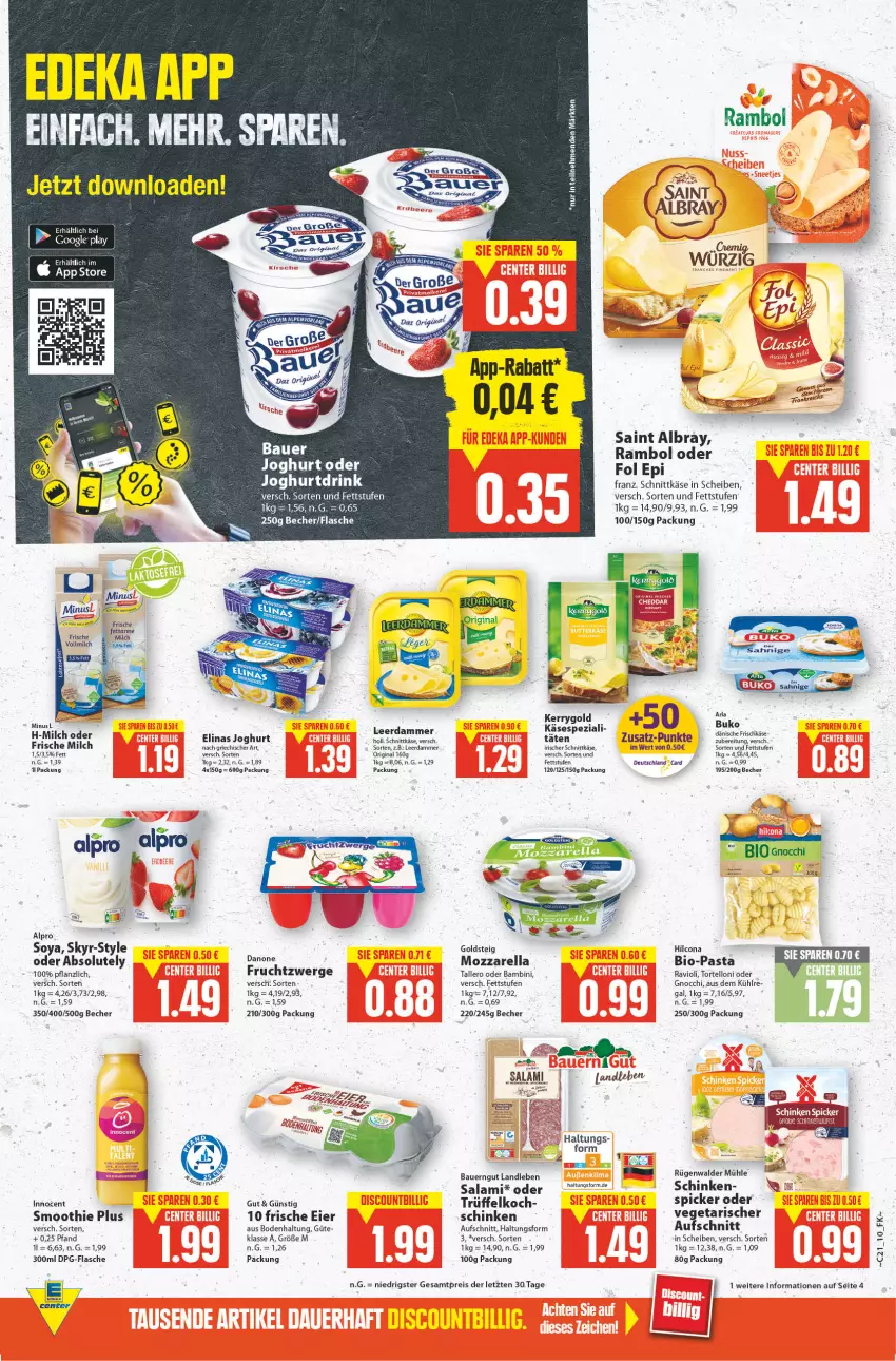 Aktueller Prospekt E Center - Angebote der Woche - von 23.05 bis 28.05.2022 - strona 9 - produkty: albray, arla, arla buko, auer, aufschnitt, Bau, Bauer, bauerngut, Becher, bio, Buko, drink, eier, eis, elinas, elinas joghurt, flasche, fol epi, frische milch, frischkäse, frucht, fruchtzwerge, gin, gnocchi, goldsteig, hilcona, joghur, joghurt, joghurt nach, Joghurtdrink, Käse, leerdammer, milch, mozzarella, pasta, ravioli, reis, rel, rügenwalder, rügenwalder mühle, saint albray, salami, schinken, schnittkäse, Skyr, smoothie, soya, Spezi, Ti, torte, tortelloni, Vegeta, ZTE