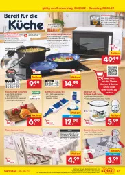 Gazetka promocyjna Netto Marken-Discount - Filial-Angebote - Gazetka - ważna od 06.08 do 06.08.2022 - strona 37 - produkty: angebot, auer, backofen, Bau, baumwolle, bestpreis, bio, decke, Deckel, dekokissen, ehrmann, eis, elle, geschirr, geschirrtücher, Glasdeckel, herdarten, Holz, kissen, Kochtopf, küche, Küchen, Küchenreibe, Läufer, maille, Manta, mikrowelle, milch, mitteldecke, Ofen, pfanne, reis, saft, schüssel, sitzkissen, spülmaschinen, stielkasserolle, Ti, timer, tisch, tischdecke, tischläufer, Tischwäsche, topf, Tranchierbrett, tücher, wolle, ZTE