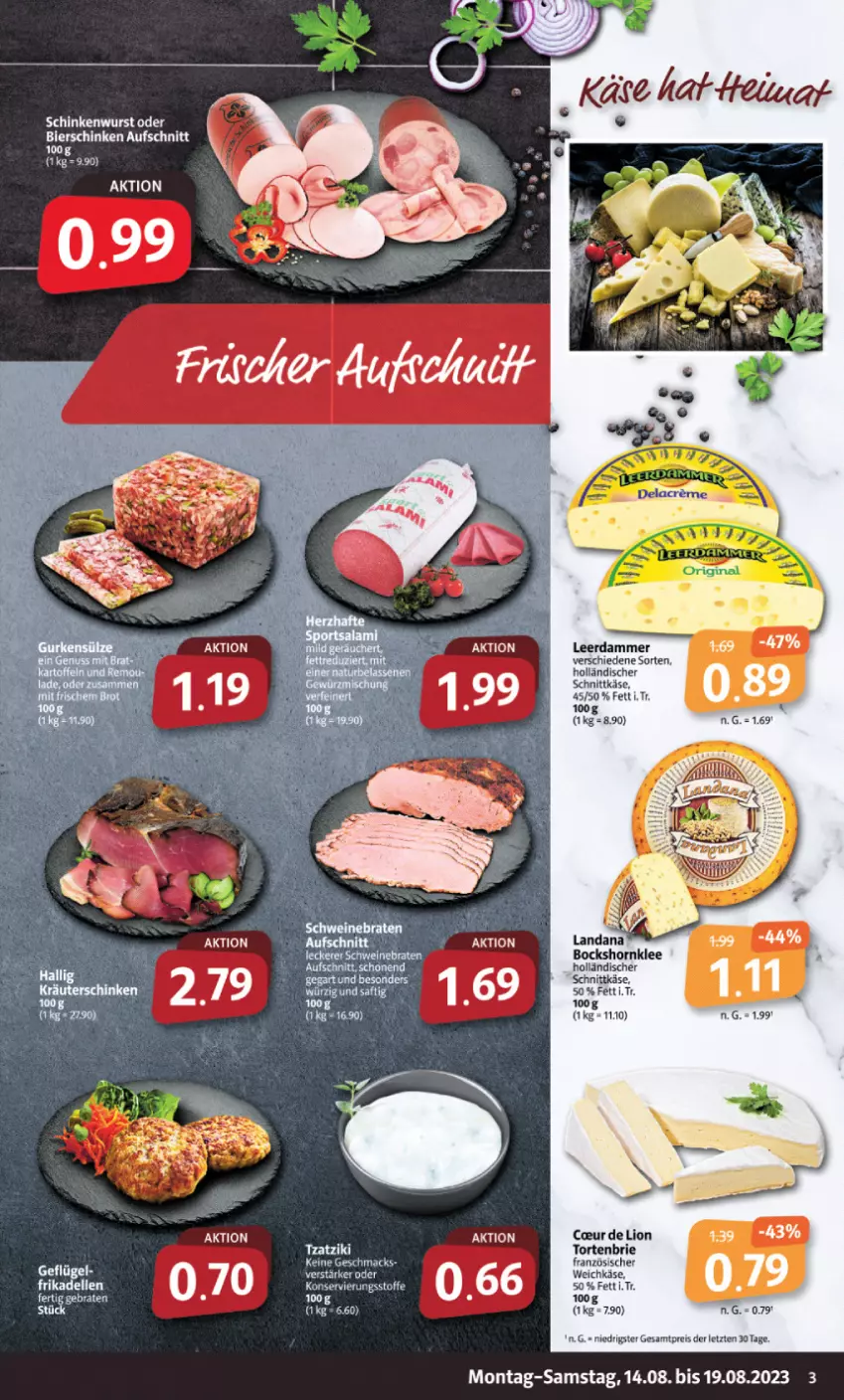 Aktueller Prospekt Markant - Prospekte - von 14.08 bis 19.08.2023 - strona 3 - produkty: brie, dell, eis, elle, frikadellen, holländischer schnittkäse, Käse, leerdammer, lion, mac, reis, schnittkäse, Ti, torte, tzatziki, ZTE