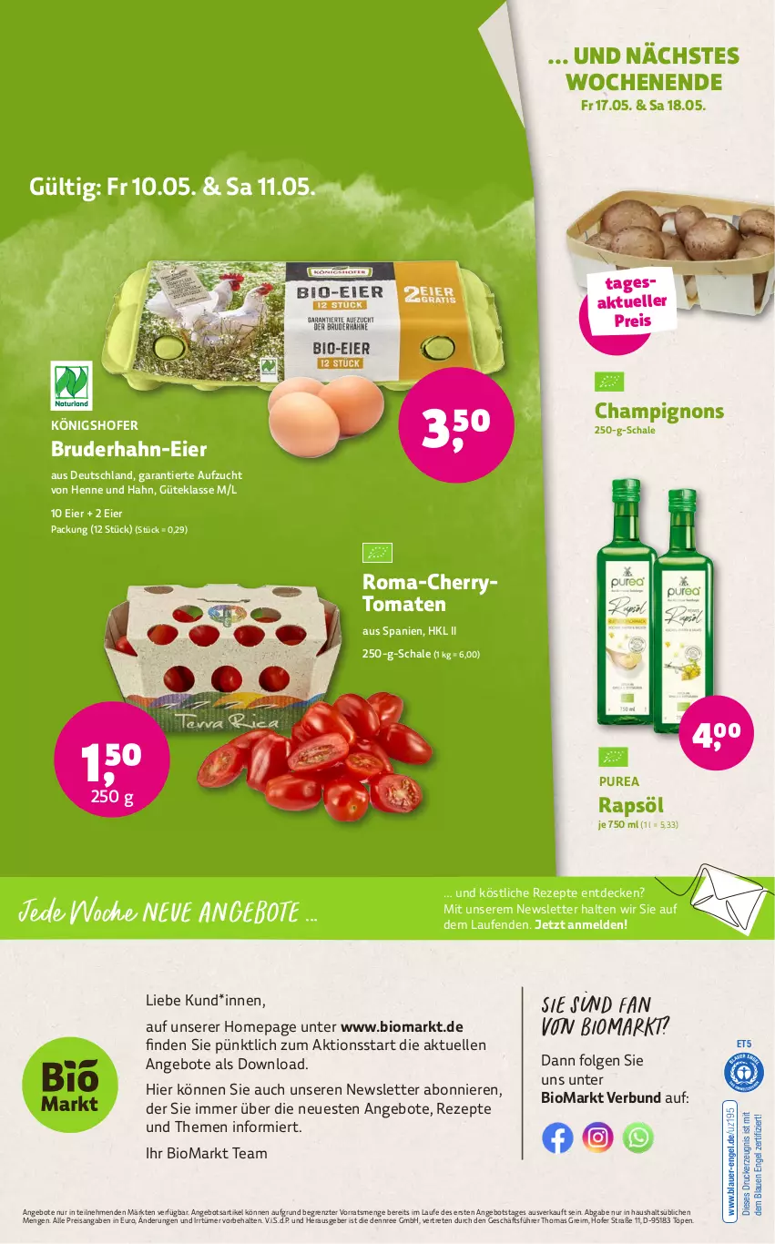 Aktueller Prospekt Denns Biomarkt - von 08.05 bis 21.05.2024 - strona 12 - produkty: angebot, angebote, auer, bio, champignon, champignons, cherrytomaten, decke, dennree, drucker, eier, eis, elle, Engel, kerze, Laufen, LG, Omep, rapsöl, reis, rezept, rezepte, Schal, Schale, Ti, tomate, tomaten, ZTE