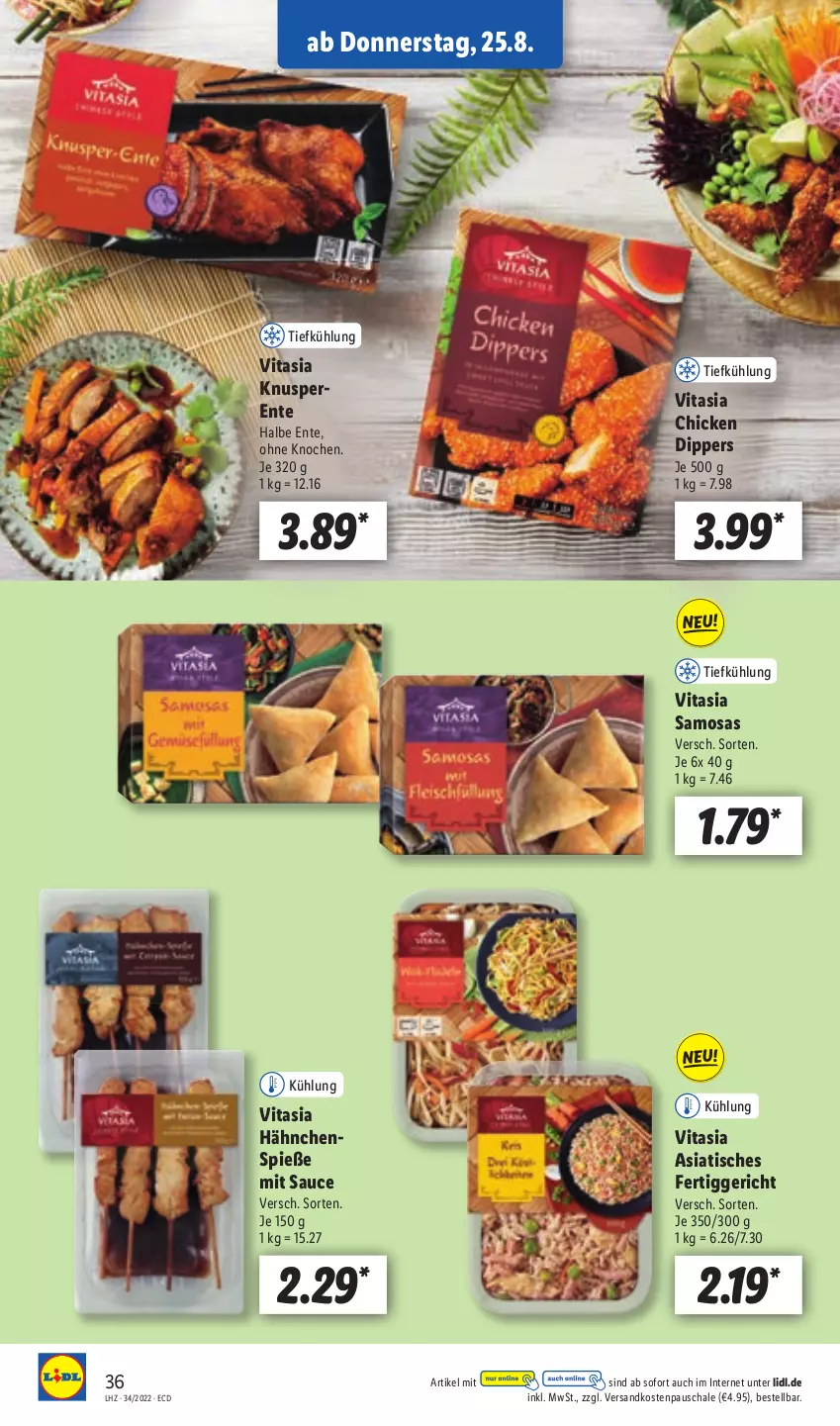 Aktueller Prospekt Lidl - Aktionsprospekt - von 22.08 bis 27.08.2022 - strona 36 - produkty: dip, ente, fertiggericht, ndk, sauce, Schal, Schale, Ti, tisch, vita