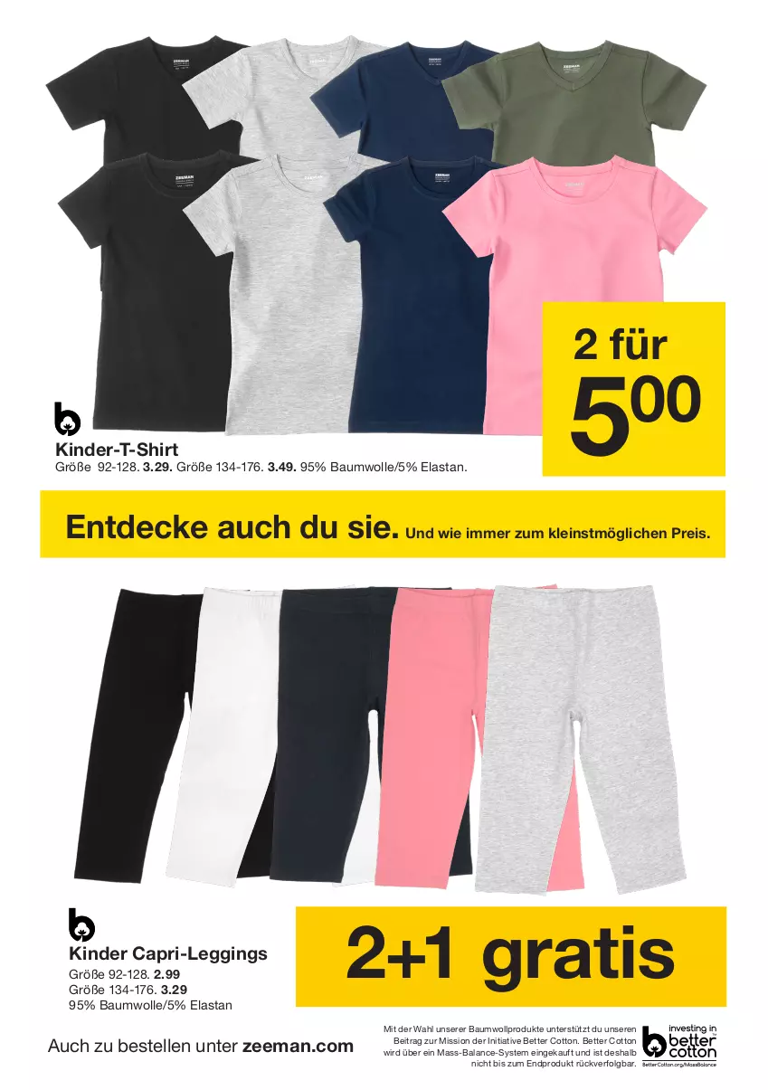 Aktueller Prospekt Zeeman - Prospekte - von 31.08 bis 13.09.2024 - strona 10 - produkty: Bau, baumwolle, bett, Cap, decke, eis, elle, gin, Kinder, Kinder-T-Shirt, leggings, LG, reis, shirt, T-Shirt, Ti, wolle