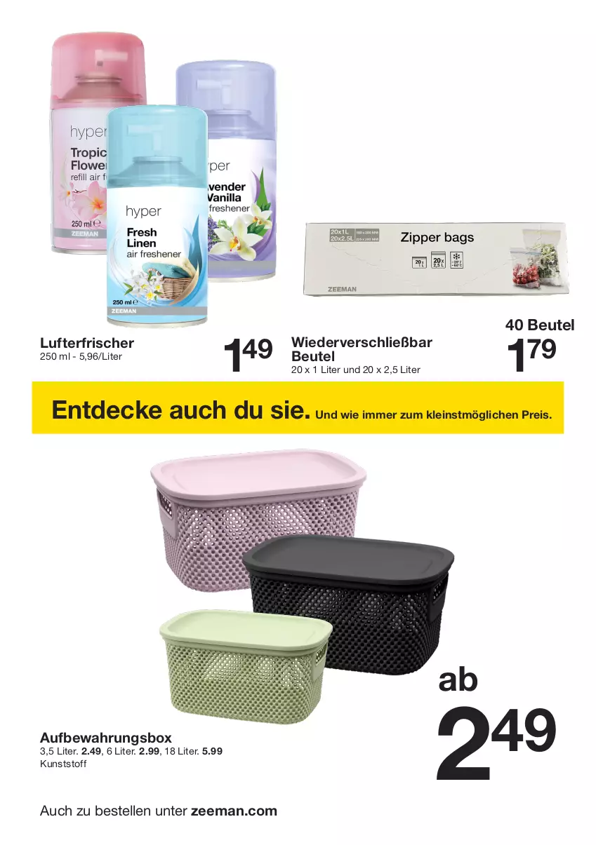 Aktueller Prospekt Zeeman - Prospekte - von 31.08 bis 13.09.2024 - strona 22 - produkty: aufbewahrungsbox, beutel, decke, eis, elle, lufterfrischer, reis