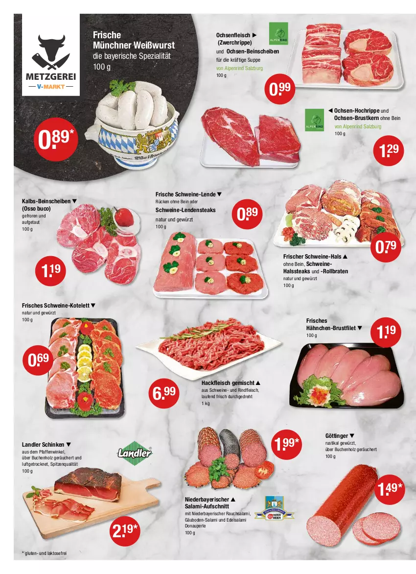 Aktueller Prospekt Vmarkt - V-Markt - von 22.09 bis 28.09.2022 - strona 2 - produkty: aufschnitt, braten, brustfilet, buch, Edelsalami, eis, filet, fleisch, gewürz, hackfleisch, hackfleisch gemischt, hähnchen-brustfilet, Holz, kotelett, Laufen, natur, Rauch, rind, rindfleisch, rollbraten, salami, salz, schinken, schwein, schweine, senf, Spezi, spitzenqualität, steak, steaks, suppe, Ti, wein, weine, Weißwurst, wurst