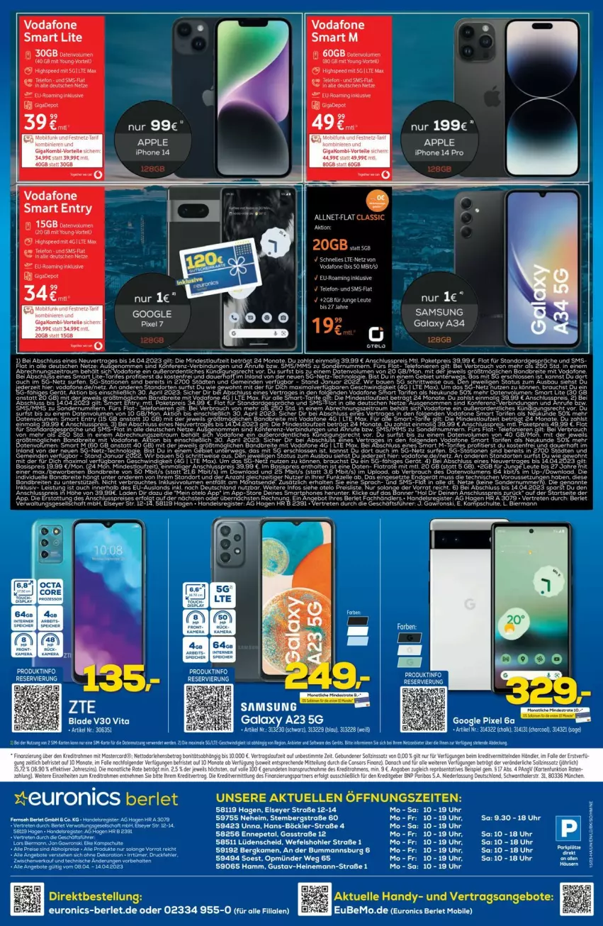 Aktueller Prospekt Euronics - Prospekte - von 12.04 bis 19.04.2023 - strona 11 - produkty: angebot, angebote, Apple, auer, Bau, eier, eis, elle, ente, Handy, LG, reis, Samsung, samsung galaxy, Samsung Galaxy A, spee, Surf, tee, telefon, Ti, uhr, usb, vita, vodafone