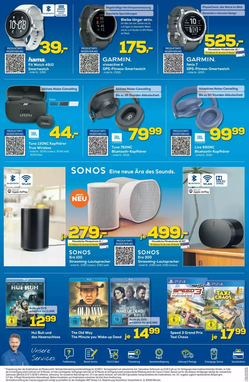 Aktueller Prospekt Euronics - Prospekte - von 12.04 bis 19.04.2023 - strona 4 - produkty: akku, dvd, garmin, GPS, kopfhörer, lautsprecher, smartwatch, Sonos, spee, Sport, tee, Ti, Yo