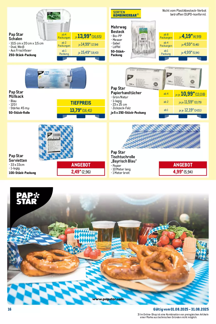 Aktueller Prospekt Metro - Monats-Menü - von 01.08 bis 31.08.2025 - strona 16 - produkty: angebot, asti, auer, Bau, baumwolle, Behälter, besteck, bio, Brei, Brennpaste, decke, Deckel, edelstahl, eis, eismaschine, elle, gabel, geschirr, Geschirrserie, handtücher, kompressor, LG, Löffel, messer, mikrowelle, natur, papier, reis, rwe, sac, Schal, Schale, Serviette, servietten, spülmaschinen, teller, Ti, tiefpreis, tisch, tuc, tücher, wein, wolle