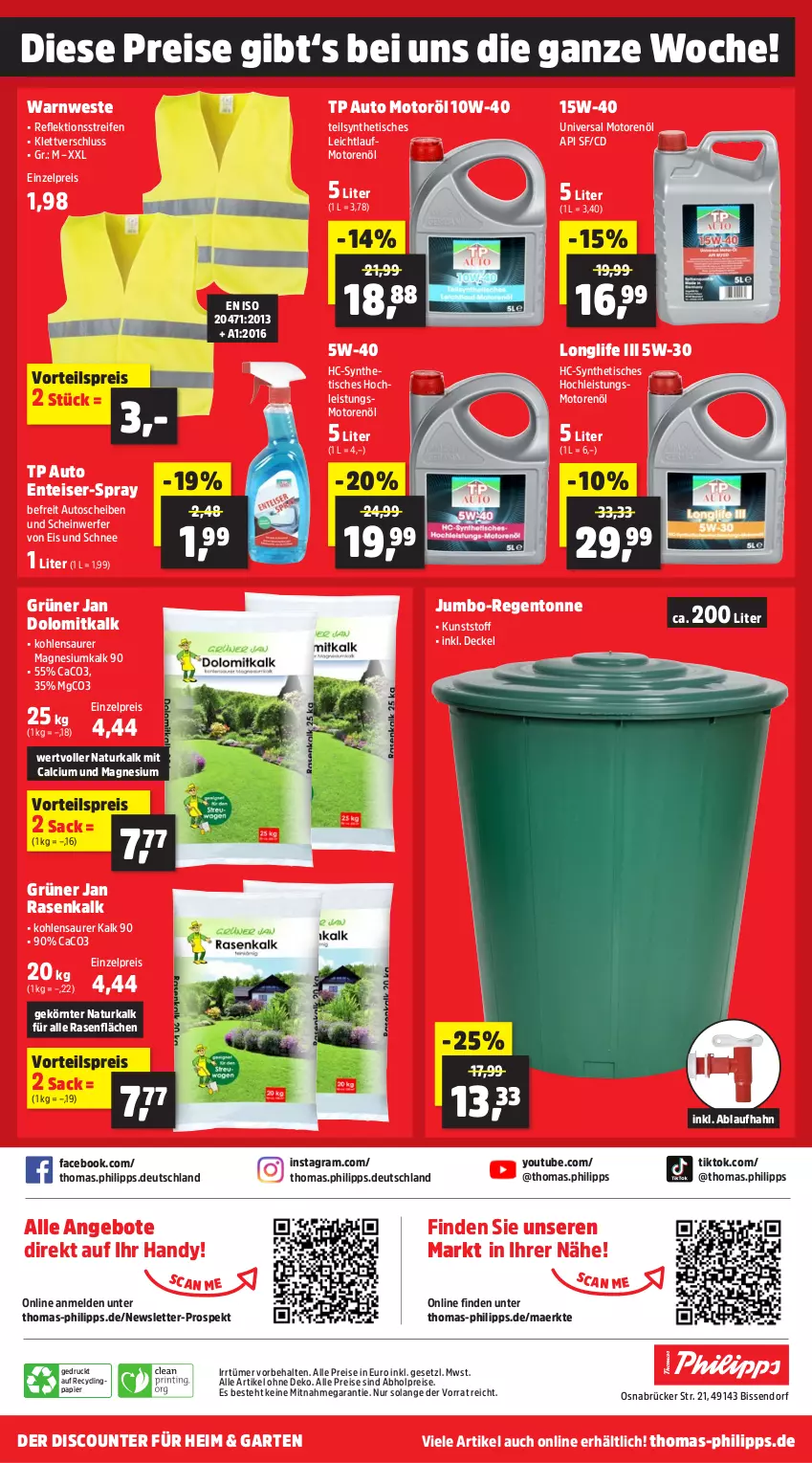 Aktueller Prospekt Thomas Philipps - von 06.01 bis 11.01.2025 - strona 9 - produkty: abholpreise, alle preise sind abholpreise, angebot, angebote, auto, Auto Moto, Calcium, Clin, decke, Deckel, discount, eis, ente, Garten, grüner jan, Handy, jumbo, longlife, magnesium, motorenöl, natur, papier, rasen, reifen, reis, sac, senf, Ti, tisch, vorteilspreis, Warnweste, Weste, Yo