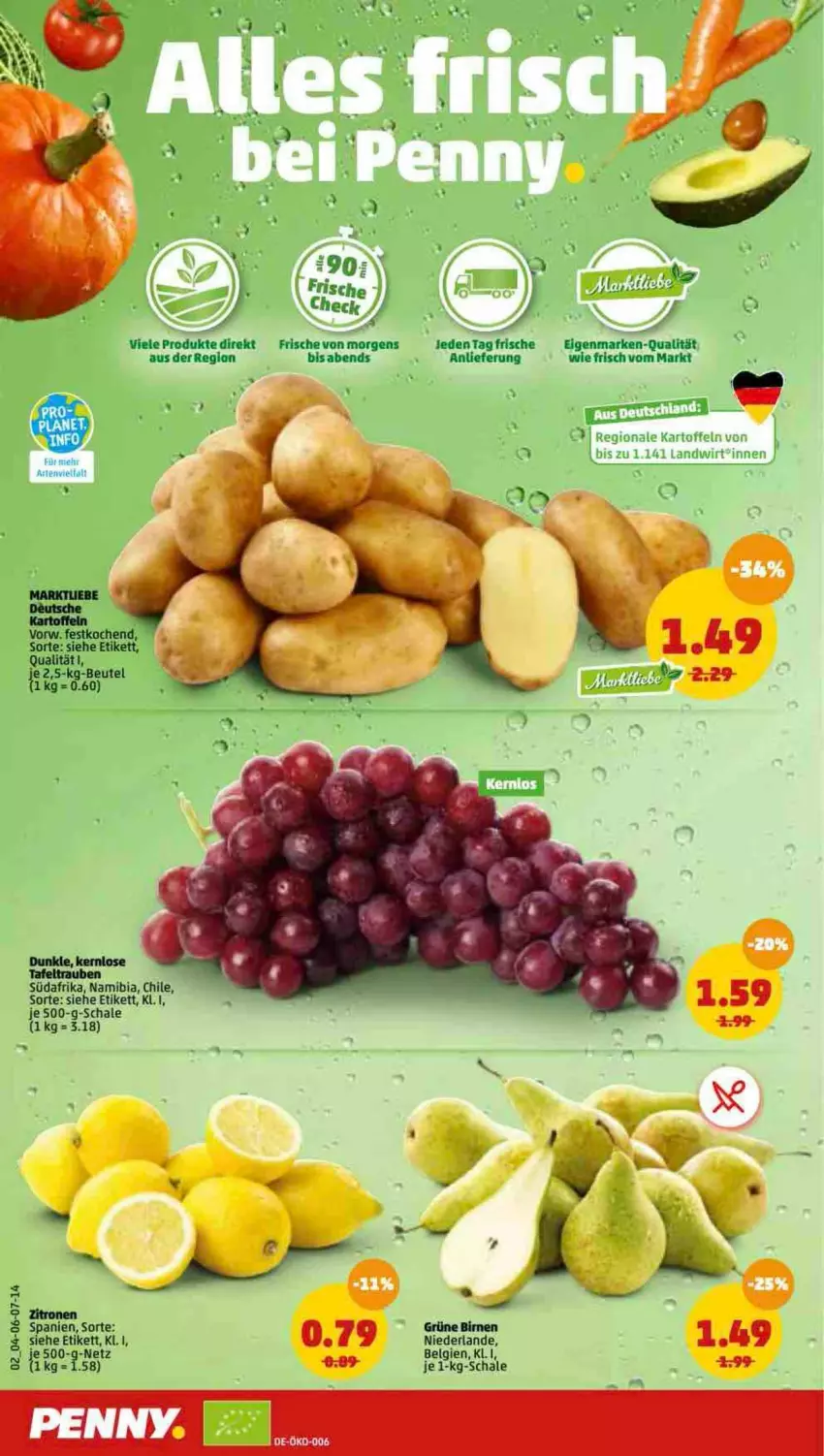 Aktueller Prospekt Penny - Prospekte - von 07.03 bis 12.03.2022 - strona 2 - produkty: beutel, Birnen, LG, Schal, Schale, tafeltrauben, Ti, trauben, zitrone, zitronen