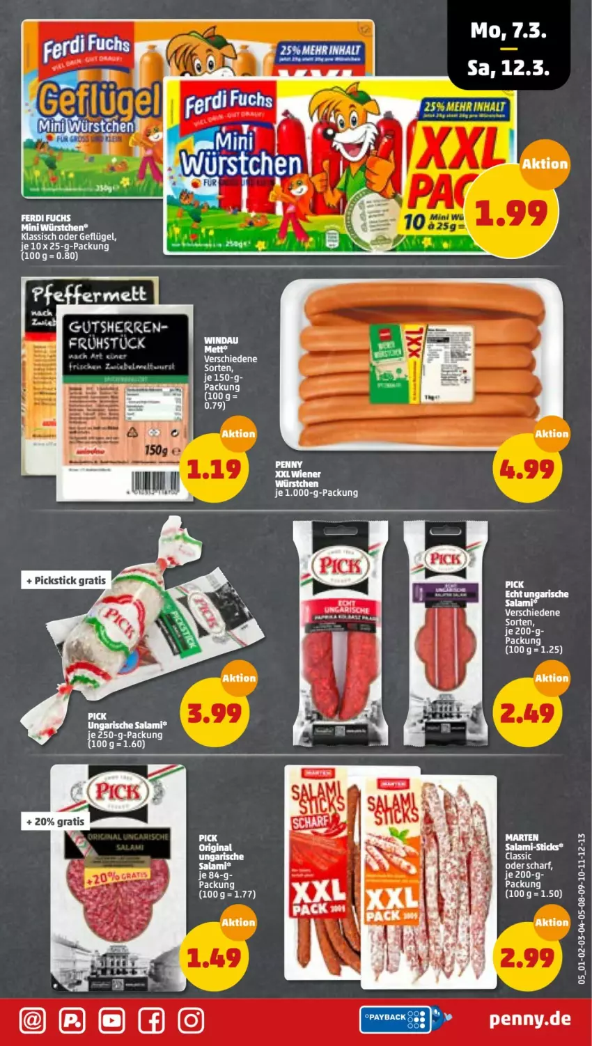 Aktueller Prospekt Penny - Prospekte - von 07.03 bis 12.03.2022 - strona 5 - produkty: Geflügel, gin, salami, Ti, tuc, wiener