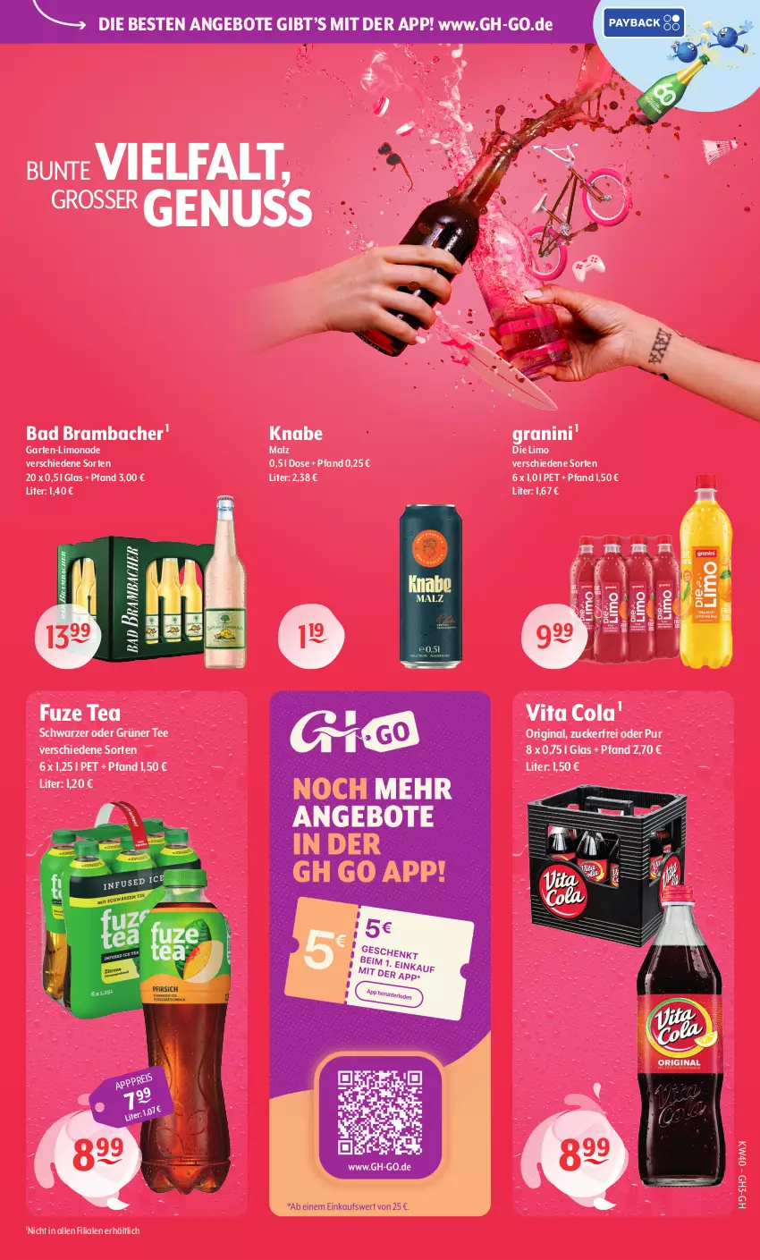 Aktueller Prospekt Getraenke Hoffmann - Prospekte - von 28.09 bis 02.10.2026 - strona 3 - produkty: angebot, angebote, Bad, cola, eis, fuze tea, Garten, gin, granini, grüner tee, limo, limonade, malz, nuss, tee, vita, Vita C, zucker