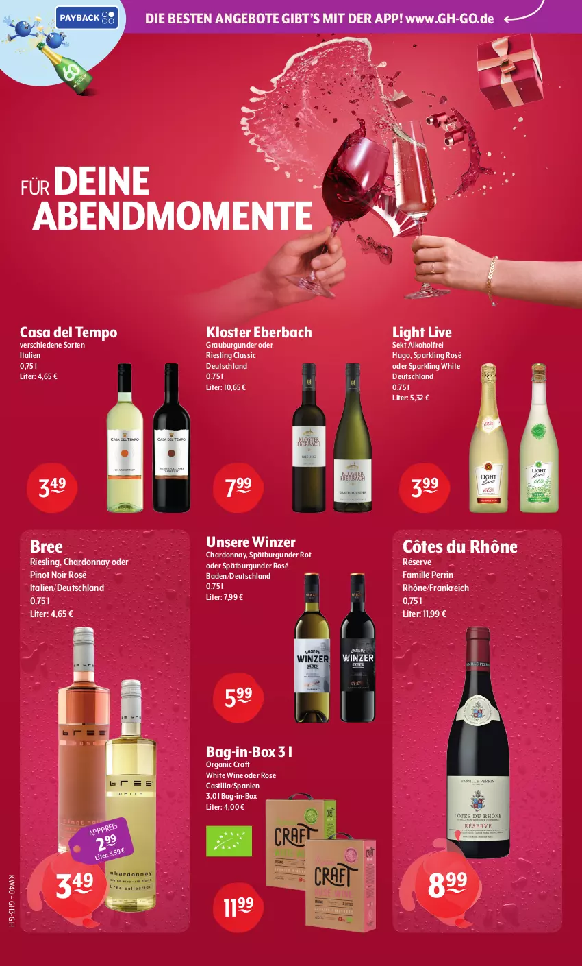 Aktueller Prospekt Getraenke Hoffmann - Prospekte - von 28.09 bis 02.10.2026 - strona 4 - produkty: alkohol, angebot, angebote, asti, Bad, bag-in-box, bree, burgunder, chardonnay, eis, ente, grauburgunder, hugo, Kloster Eberbach, Organic Craft, Pinot, pinot noir, riesling, sekt, spätburgunder, Tempo, Ti