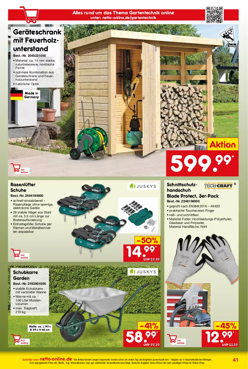 Aktueller Prospekt Netto Marken-Discount - Online-Angebote Oktober - von 02.10 bis 31.10.2023 - strona 41 - produkty: angebot, eis, ente, Garten, Germ, Holz, kraft, natur, ndk, rasen, reis, Ria, Schrank, schuhe, Ti, tisch, touchscreen, Wanne, ZTE