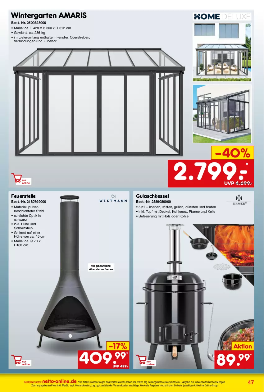 Aktueller Prospekt Netto Marken-Discount - Online-Angebote Oktober - von 02.10 bis 31.10.2023 - strona 47 - produkty: angebot, braten, decke, Deckel, eis, elle, fenster, Garten, grill, grillrost, gulasch, Holz, ndk, pfanne, reis, Ria, rum, Ti, topf, ZTE