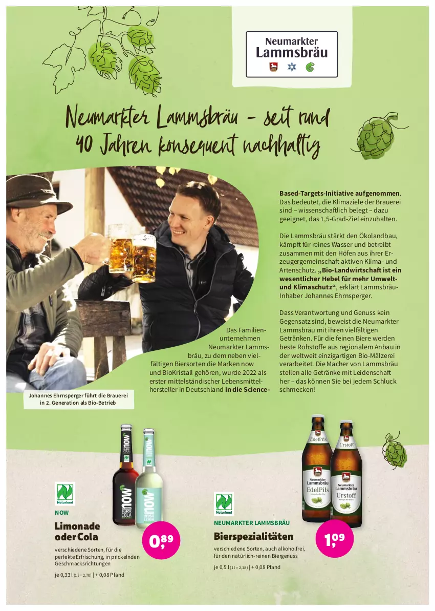 Aktueller Prospekt Denns Biomarkt - Prospekte - von 20.07 bis 02.08.2022 - strona 6 - produkty: alkohol, auer, Bau, bier, Biere, bierspezialitäten, bio, Cien, cola, eis, elle, erde, getränk, getränke, lamm, lebensmittel, limo, limonade, mac, nuss, Spezi, teller, Ti, wasser