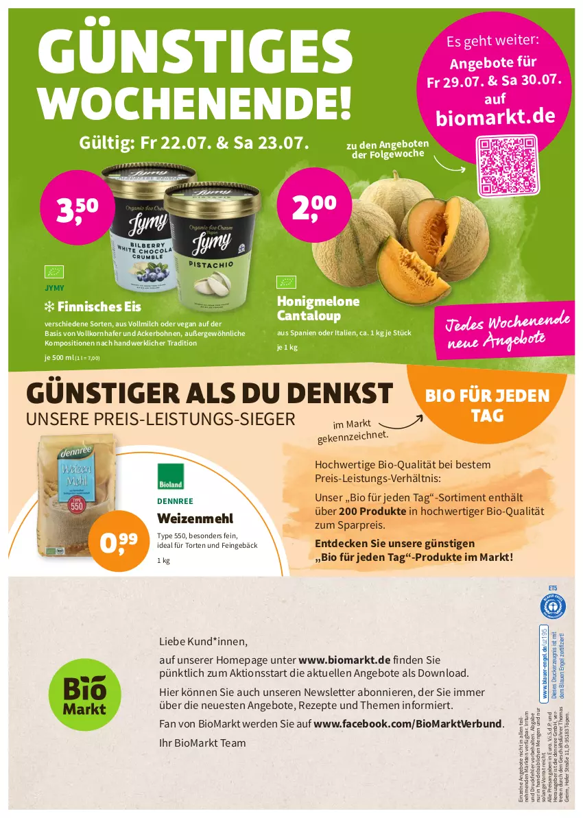 Aktueller Prospekt Denns Biomarkt - Prospekte - von 20.07 bis 02.08.2022 - strona 8 - produkty: angebot, angebote, auer, bio, bohne, bohnen, decke, dennree, drucker, eis, elle, Engel, erde, hafer, honig, honigmelone, kerze, korn, LG, mehl, melone, milch, Omep, reis, rezept, rezepte, Ti, torte, vollmilch, weizenmehl