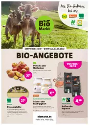 Gazetka promocyjna Denns Biomarkt - Prospekte - Gazetka - ważna od 02.08 do 02.08.2022 - strona 1 - produkty: angebot, angebote, auer, Bau, Bauer, Berger, bio, bohne, bohnen, deutscher schnittkäse, eis, espresso, frucht, fruchtjoghurt, Heu, heumilch, joghur, joghurt, kaffee, Käse, milch, Nektar, nektarinen, oder espresso, pfeffer, pfirsich, pfirsiche, pfirsiche oder, reis, rind, schnittkäse, Ti, vorteilspreis, zitrone, zitronen