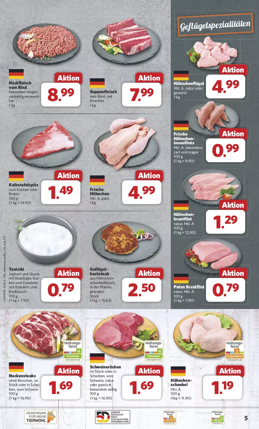 Aktueller Prospekt Combi - Prospekte - von 16.09 bis 21.09.2024 - strona 5 - produkty: braten, brustfilet, eis, filet, filets, fleisch, Frische Hähnchen, Geflügel, gewürz, gurke, gurken, hackfleisch, hähnchenflügel, hähnchenschenkel, henkel, joghur, joghurt, knoblauch, kräuter, kräutern, Nackensteak, nackensteaks, natur, pfanne, pute, quark, rind, rwe, saft, schenkel, schwein, schweine, schweinerücken, Spezi, steak, steaks, suppe, suppen, suppenfleisch, tafelspitz, Ti, tzatziki, wein, weine, zwiebel, zwiebeln