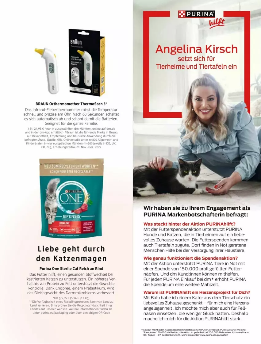 Aktueller Prospekt Dm Drogerie - Prospekte - von 01.08 bis 31.08.2024 - strona 101 - produkty: aust, auto, batterie, batterien, bio, braun, Clin, decke, elle, Fieberthermometer, gin, Kinder, kirsch, mac, purina, rind, rum, Schal, Stier, thermometer, Ti, Tiere, tisch, ZTE