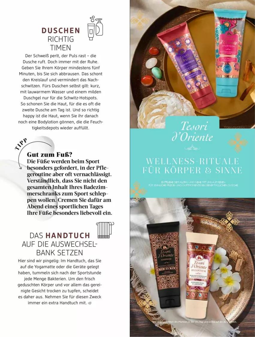 Aktueller Prospekt Dm Drogerie - Prospekte - von 01.08 bis 31.08.2024 - strona 21 - produkty: Bad, Bank, body, bodylotion, brause, creme, dusche, duschgel, eis, erde, handtuch, Lotion, reis, Schrank, Sport, Ti, tuc, wasser, weck, wolle, Yo