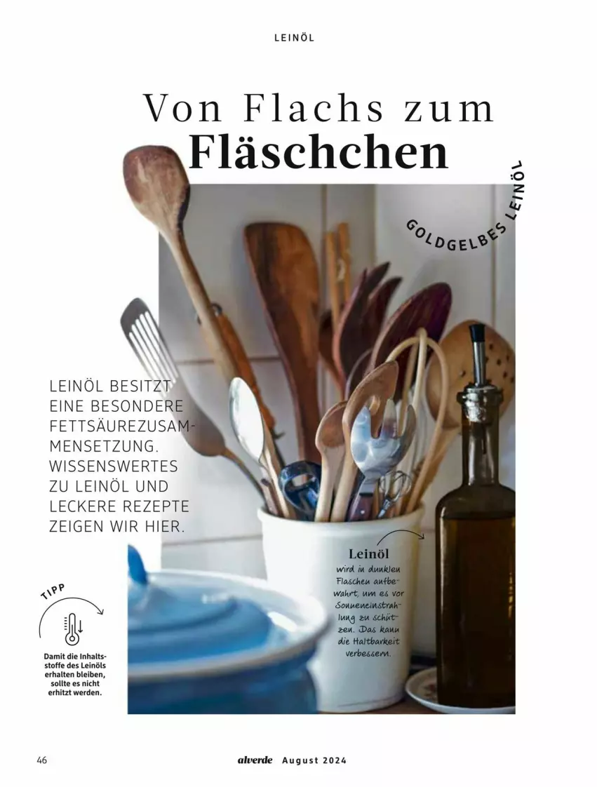 Aktueller Prospekt Dm Drogerie - Prospekte - von 01.08 bis 31.08.2024 - strona 46 - produkty: Alverde, erde, lachs, leinöl, rezept, rezepte