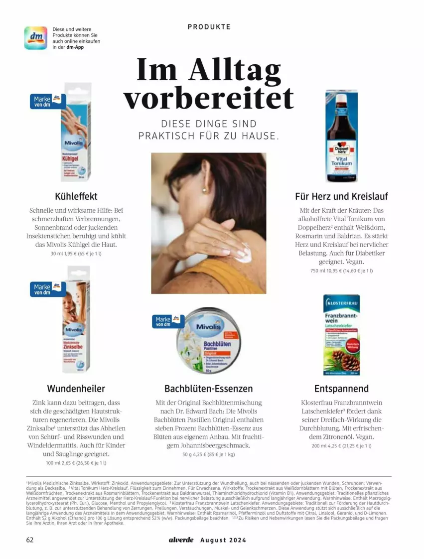 Aktueller Prospekt Dm Drogerie - Prospekte - von 01.08 bis 31.08.2024 - strona 62 - produkty: alkohol, Alverde, Apotheke, asti, Bau, Blüte, doppelherz, eis, elle, erde, frucht, früchte, gin, ilag, Kinder, kraft, kräuter, LG, limo, limonen, mac, Macrogol, mit frucht, pfeffer, reis, rel, Ria, rosmarin, rwe, Ti, tisch, vita, Vitamin B, wein, zitrone, zitronen, Zitronenöl