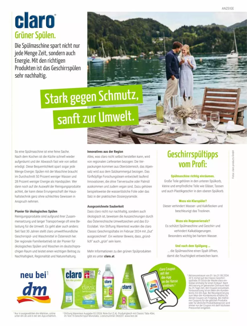 Aktueller Prospekt Dm Drogerie - Prospekte - von 01.08 bis 31.08.2024 - strona 82 - produkty: asti, cola, ecolabel, eis, elle, ente, geschirr, Geschirrspülen, Gläser, klarspüler, korb, küche, Laufen, leine, natur, Rauch, Reinigung, sac, salz, Sport, Spülen, tasse, Ti, tisch, waschmittel, wasser, WICK