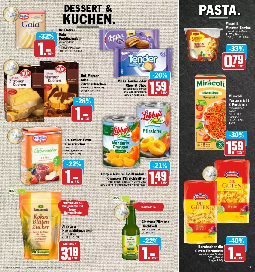 Aktueller Prospekt Aez - Prospekte - von 19.04 bis 23.04.2022 - strona 13 - produkty: Becher, bernbacher, beutel, Blüte, cocktail, dessert, direktsaft, Dr. Oetker, eier, eiernudeln, eis, elle, flasche, frucht, gelierzucker, glasflasche, karamell, kokos, kuchen, maggi, mam, milka, Mirácoli, natur, natura, nudel, nudeln, orange, orangen, pasta, Pastagericht, pfirsich, pudding, reis, saft, teller, tender, terrine, Ti, zitrone, zitronen, zucker