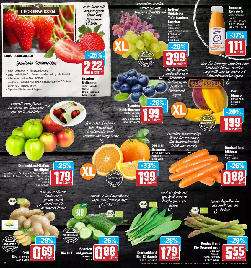 Aktueller Prospekt Aez - Prospekte - von 19.04 bis 23.04.2022 - strona 2 - produkty: asti, beere, beeren, bio, bio hit, brot, curry, eis, elle, erdbeere, erdbeeren, flasche, fleisch, frucht, früchte, fruchtfleisch, gsw, gurke, gurken, heidelbeere, heidelbeeren, ilag, ingwer, Innocent, joghur, joghurt, kräuter, kuchen, kühlschrank, Landgurken, mac, mango, möhren, nuss, obst, orange, orangen, papier, pesto, Pfannkuchen, quark, reis, rel, saft, salat, salate, Schal, Schale, Schrank, smoothie, smoothies, spargel, spargel grün, tafeläpfel, tafeltrauben, teller, Ti, tisch, trauben, vita, Vitamin C, zucker