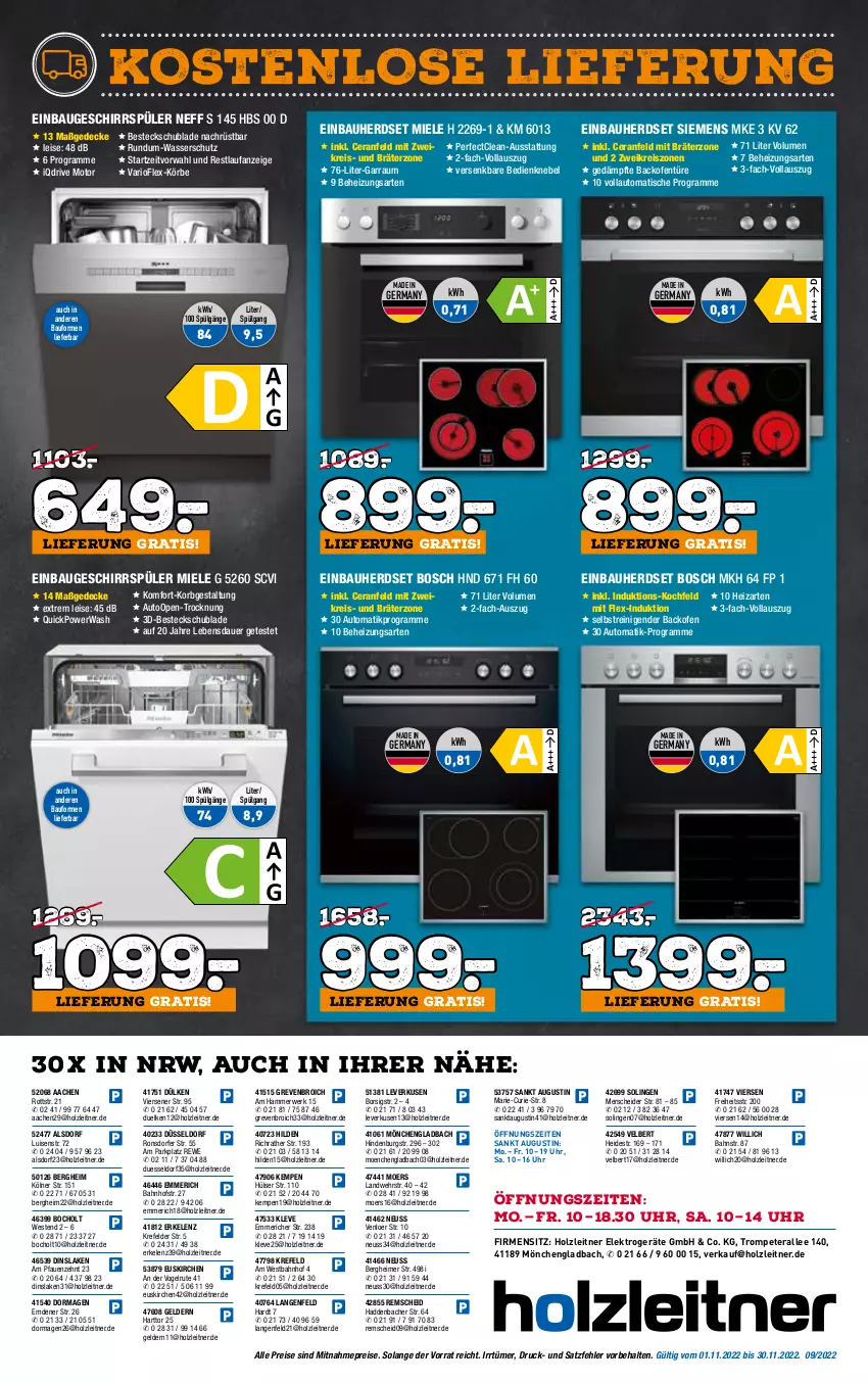 Aktueller Prospekt Holzleitner - von 01.11 bis 30.11.2022 - strona 6 - produkty: auer, auto, backofen, Bau, besteck, bosch, decke, eimer, einbauherd, einbauherdset, eis, Elektro, elektrogeräte, garraum, Germ, geschirr, geschirrspüler, herdset, Holz, kochfeld, korb, LG, miele, Ofen, Pfau, reis, rwe, siemens, Ti, tisch, uhr, wasser, Weste