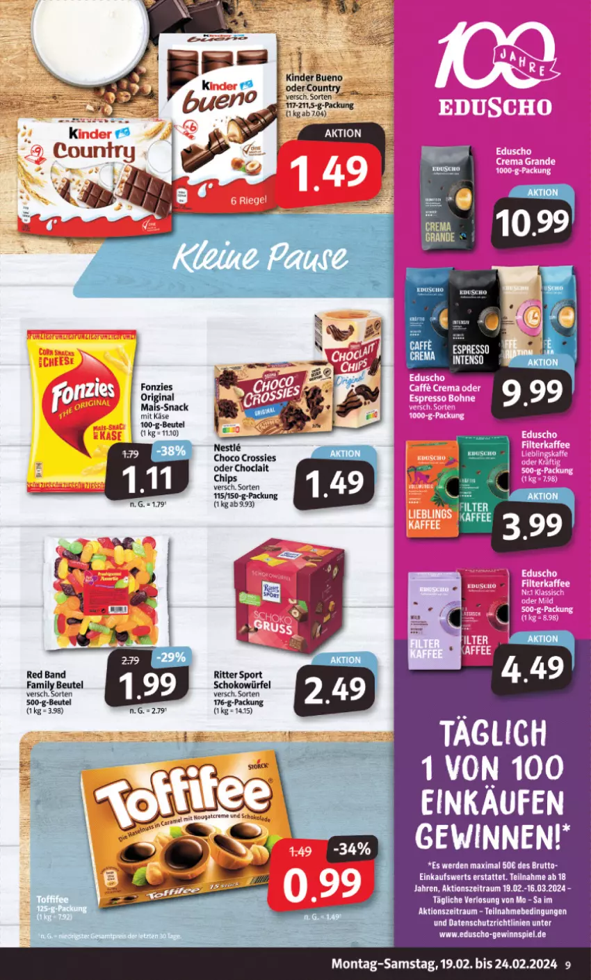 Aktueller Prospekt Markant - Prospekte - von 19.02 bis 24.02.2024 - strona 9 - produkty: beutel, brut, choco crossies, crossies, eduscho, erde, espresso, gewinnspiel, gin, intenso, Käse, mais, snack, Ti