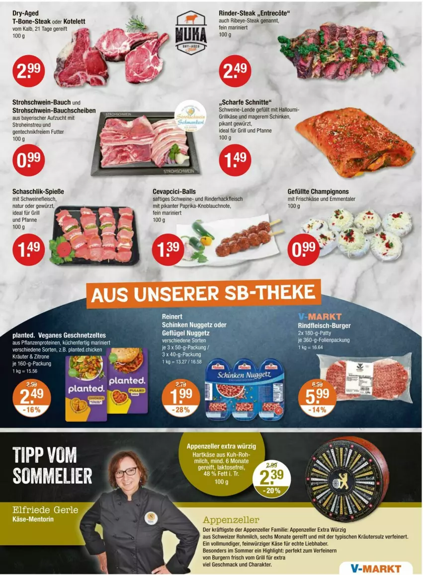 Aktueller Prospekt Vmarkt - Prospekte - von 20.06 bis 25.06.2025 - strona 3 - produkty: appenzeller, ball, Bau, bauchscheiben, burger, cevapcici, champignon, champignons, eis, elle, emmentaler, ente, fleisch, frischkäse, für grill und pfanne, Geflügel, geschnetzeltes, gewürz, grill, grill und pfanne, hackfleisch, Halloumi, ideal für grill, ideal für grill und pfanne, Käse, knoblauch, kotelett, kräuter, küche, Küchen, mac, milch, natur, paprika, pfanne, pflanze, pflanzen, reinert, rind, rinder, rinderhackfleisch, rindfleisch, sac, saft, schinken, schwein, schweine, schweinefleisch, steak, Ti, und pfanne, wein, weine, Zelt, zitrone