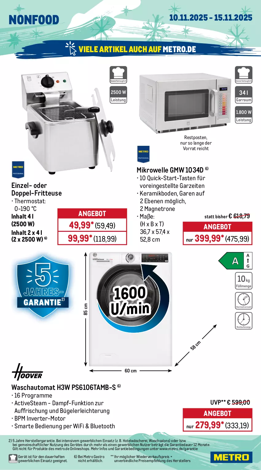 Aktueller Prospekt Metro - Wochen-Angebote Gastro - von 10.11 bis 15.11.2025 - strona 18 - produkty: ACC, angebot, auer, auto, backofen, besteck, bügel, edelstahl, eis, elle, fritteuse, garraum, geschirr, herdarten, messer, Metro, metro gastro, mikrowelle, Ofen, pfanne, reis, saft, Schere, schneidebrett, spülmaschinen, teller, thermostat, Ti
