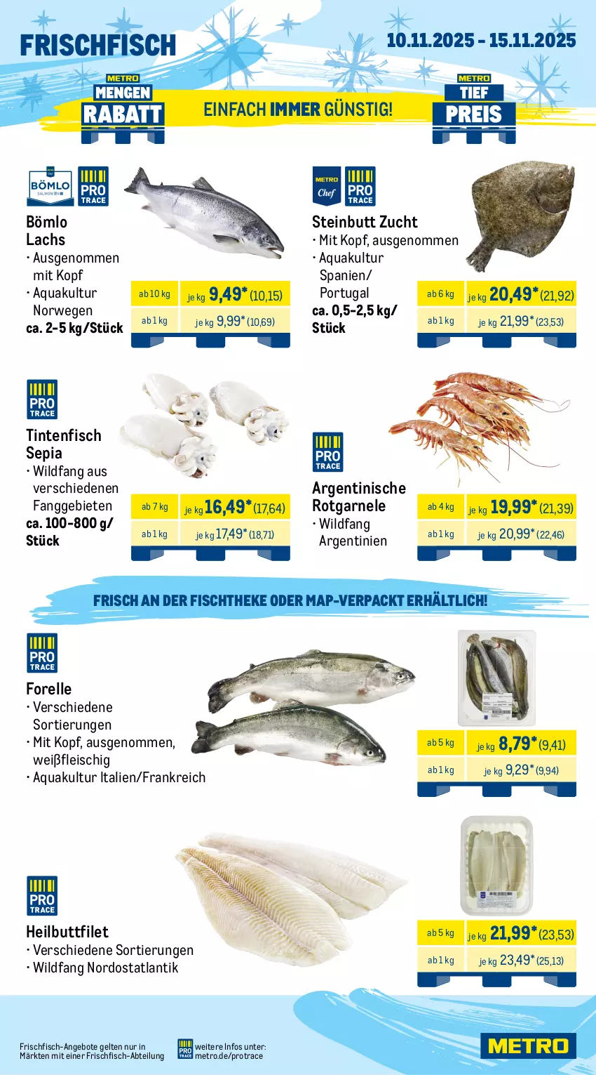 Aktueller Prospekt Metro - Wochen-Angebote Gastro - von 10.11 bis 15.11.2025 - strona 5 - produkty: Abtei, angebot, angebote, aqua, beef, eis, elle, entrecôte, filet, fisch, fischtheke, fleisch, forelle, frischfisch, Heilbuttfilet, lachs, Metro, rel, rind, rinder, rinderfilet, roastbeef, rwe, sim, steak, steakhüfte, Ti, Wild
