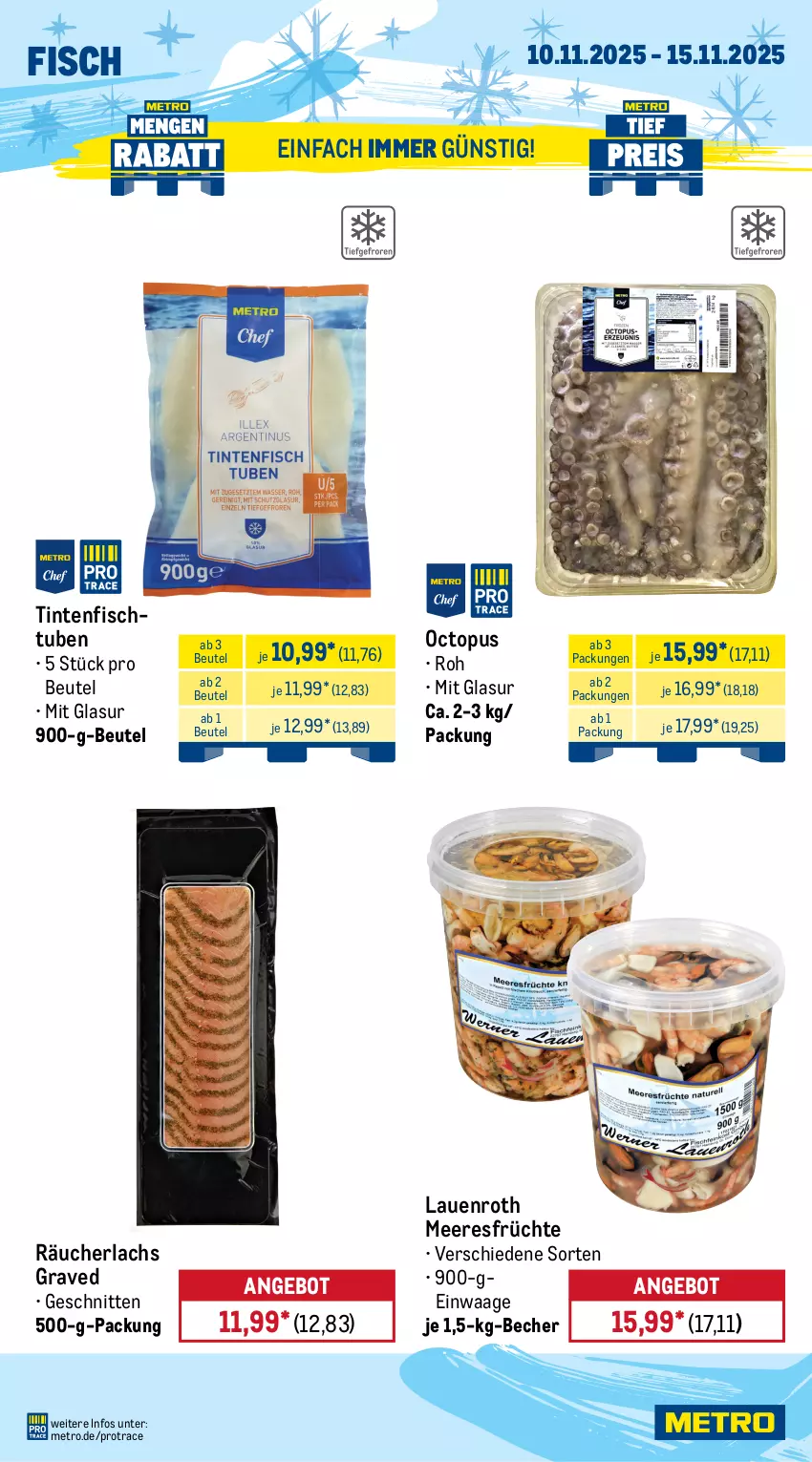 Aktueller Prospekt Metro - Wochen-Angebote Gastro - von 10.11 bis 15.11.2025 - strona 6 - produkty: angebot, Becher, beutel, clementinen, eis, fisch, früchte, grana, Granatäpfel, lachs, meeresfrüchte, Metro, natur, obst, orange, orangen, pistazien, Rana, Räucherlachs, reis, saft, Saftorangen, schnitten, Ti, tiefpreis, Waage