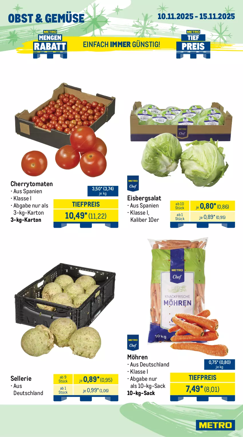 Aktueller Prospekt Metro - Wochen-Angebote Gastro - von 10.11 bis 15.11.2025 - strona 8 - produkty: angebot, apfel, avocado, Becher, beutel, bohne, bohnen, cherrytomaten, eis, eisbergsalat, elle, frucht, küche, Küchen, Mantel, möhren, obst, reis, rosen, Rosenkohl, rotkohl, sac, salat, Speck, Ti, tiefpreis, tomate, tomaten