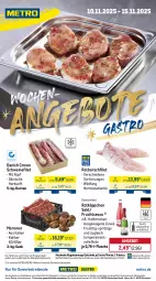 Gazetka promocyjna Metro - Wochen-Angebote Gastro - Gazetka - ważna od 15.11 do 15.11.2025 - strona 1 - produkty: abholpreise, angebot, angebote, ecco, eis, filet, flasche, frucht, fruchtsecco, getränk, getränke, ilag, Metro, metro gastro, Palette, Rauch, reis, Rotbarsch, rotbarschfilet, rotkäppchen, rwe, sac, schwein, schweine, schweinefilet, sekt, Ti, tiefpreis, wein, weine, Wild