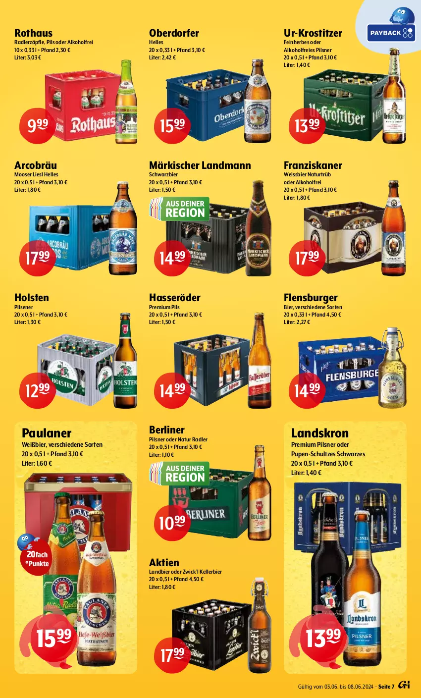 Aktueller Prospekt Getraenke Hoffmann - Prospekte - von 03.06 bis 08.06.2024 - strona 7 - produkty: alkohol, berliner, bier, burger, eis, elle, flensburger, franziskaner, hasseröder, holsten, holsten pilsener, kellerbier, natur, natur radler, Paula, paulaner, pils, pilsener, pilsner, premium pils, radler, Ti, weissbier, WICK