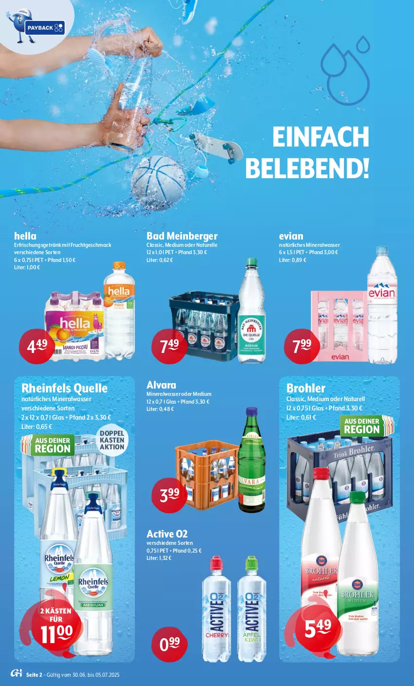 Aktueller Prospekt Getraenke Hoffmann - Prospekte - von 30.06 bis 05.07.2025 - strona 2 - produkty: Alwa, Bad, Berger, elle, erfrischungsgetränk, frucht, getränk, hella, mac, mineralwasser, mit frucht, natur, natürliches mineralwasser, rel, rheinfels quelle, Ti, wasser