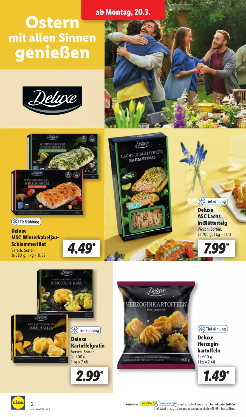 Aktueller Prospekt Lidl - Aktionsprospekt - von 12.03 bis 17.03.2023 - strona 2 - produkty: blätterteig, filet, gin, kartoffel, kartoffeln, lachs, LG, ndk, Schal, Schale, schlemmerfilet, Ti