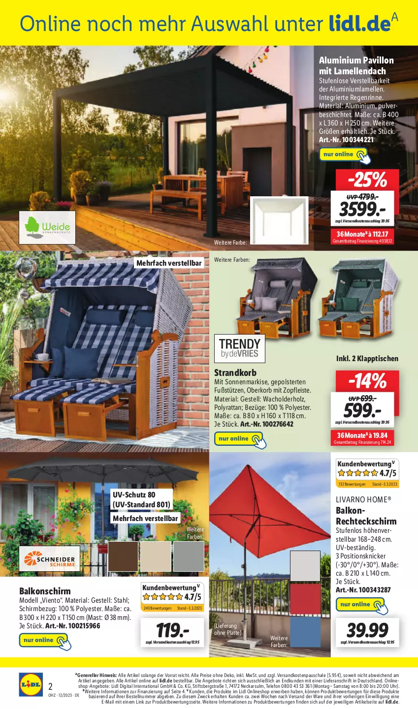 Aktueller Prospekt Lidl - Aktionsprospekt - von 12.03 bis 17.03.2023 - strona 46 - produkty: angebot, angebote, dell, eis, elle, Holz, klapptisch, korb, latte, Mode, ndk, pavillon, reis, rel, Ria, Schal, Schale, strandkorb, telefon, Ti, tisch, uhr, uv-schutz, weck