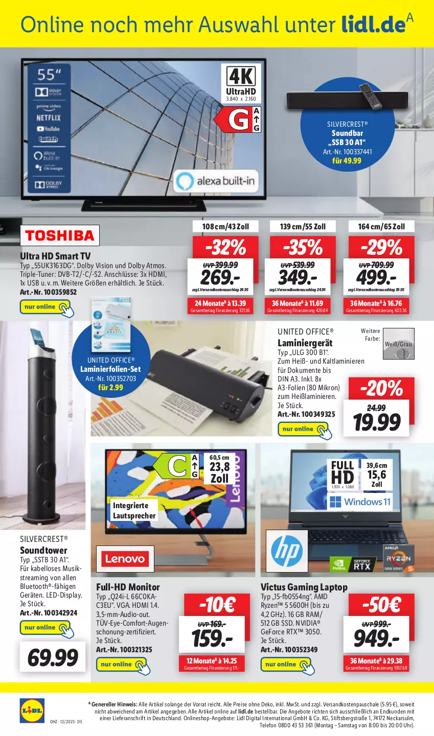 Aktueller Prospekt Lidl - Aktionsprospekt - von 12.03 bis 17.03.2023 - strona 50 - produkty: angebot, angebote, dvb, DVB-T, eis, elle, ente, geforce, HDMI, Laptop, lautsprecher, LG, monitor, ndk, nvidia, office, reis, rel, rtx, ryzen, Schal, Schale, silvercrest, smart tv, soundbar, ssd, telefon, Ti, tuner, uhr, usb