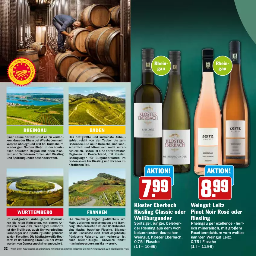Aktueller Prospekt Hit - Wochenprospekt - von 24.11 bis 31.12.2025 - strona 32 - produkty: aktionspreis, Amber, Bad, Bau, Berger, beutel, Brei, burgunder, eis, elle, ente, erde, flasche, Kloster Eberbach, leitz, Liege, Müller, Müller-Thurgau, natur, Pinot, pinot noir, reis, riesling, Rivaner, rotwein, schwarzriesling, silvaner, spätburgunder, Ti, tisch, wein, weine, Weißburgunder, Weste