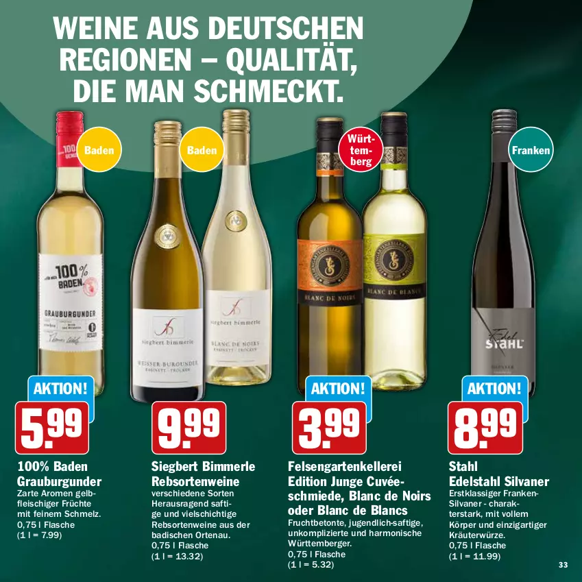 Aktueller Prospekt Hit - Wochenprospekt - von 24.11 bis 31.12.2025 - strona 33 - produkty: Bad, Berger, burgunder, cuvée, de blancs, edelstahl, eis, elle, flasche, fleisch, frucht, früchte, Garten, grauburgunder, kräuter, merl, rebsortenweine, saft, silvaner, Ti, wein, weine