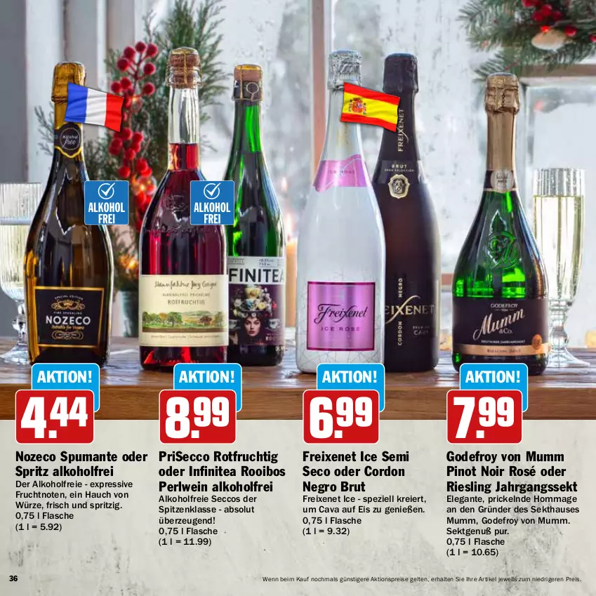 Aktueller Prospekt Hit - Wochenprospekt - von 24.11 bis 31.12.2025 - strona 36 - produkty: aktionspreis, alkohol, brut, Cava, ecco, eier, eis, flasche, freixenet, frucht, jahrgangssekt, mumm, Pinot, pinot noir, puma, reis, riesling, sekt, Spezi, spumante, Ti, wein