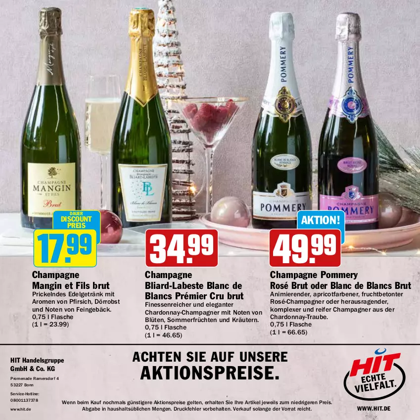 Aktueller Prospekt Hit - Wochenprospekt - von 24.11 bis 31.12.2025 - strona 40 - produkty: aktionspreis, auer, Blüte, brut, champagne, champagner, chardonnay, de blancs, discount, eis, flasche, frucht, früchte, früchten, getränk, gin, kräuter, kräutern, LG, obst, pfirsich, reis, Ti