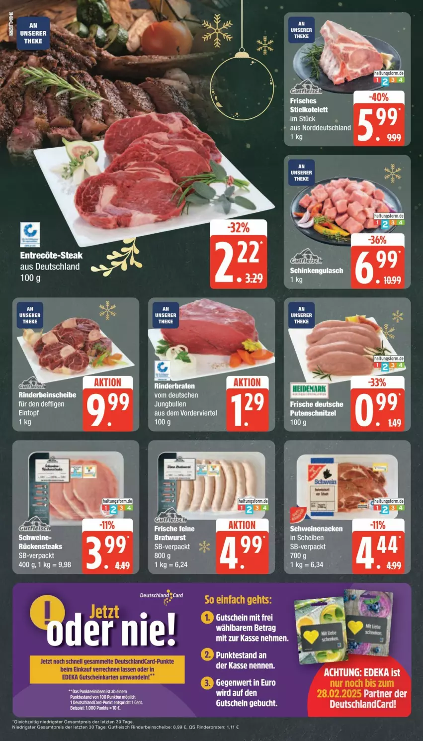 Aktueller Prospekt Edeka - Prospekte - von 09.12 bis 14.12.2024 - strona 12 - produkty: braten, bratwurst, deutschlandcard, eier, eintopf, eis, elle, fleisch, gutfleisch, reis, rind, rinder, rinderbraten, topf, wurst, ZTE