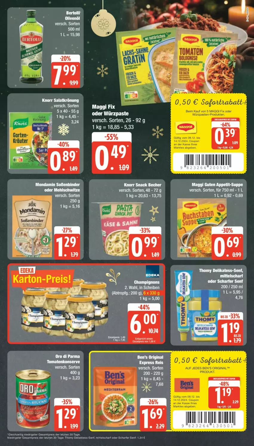 Aktueller Prospekt Edeka - Prospekte - von 09.12 bis 14.12.2024 - strona 17 - produkty: Becher, champignon, champignons, eis, knorr, maggi, maggi fix, reis, salat, salatkrönung, senf, snack, thomy, Ti, ZTE