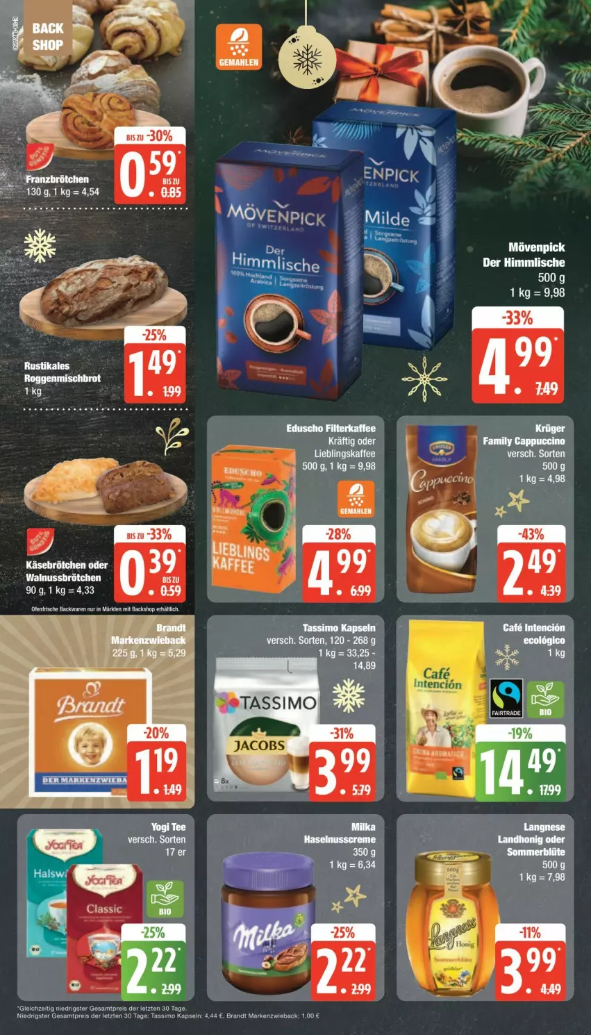 Aktueller Prospekt Edeka - Prospekte - von 09.12 bis 14.12.2024 - strona 18 - produkty: backwaren, brandt, brötchen, eis, frische backwaren, kaffee, Markenzwieback, mövenpick, nuss, Ofen, reis, sim, tassimo, tee, Ti, walnuss, ZTE