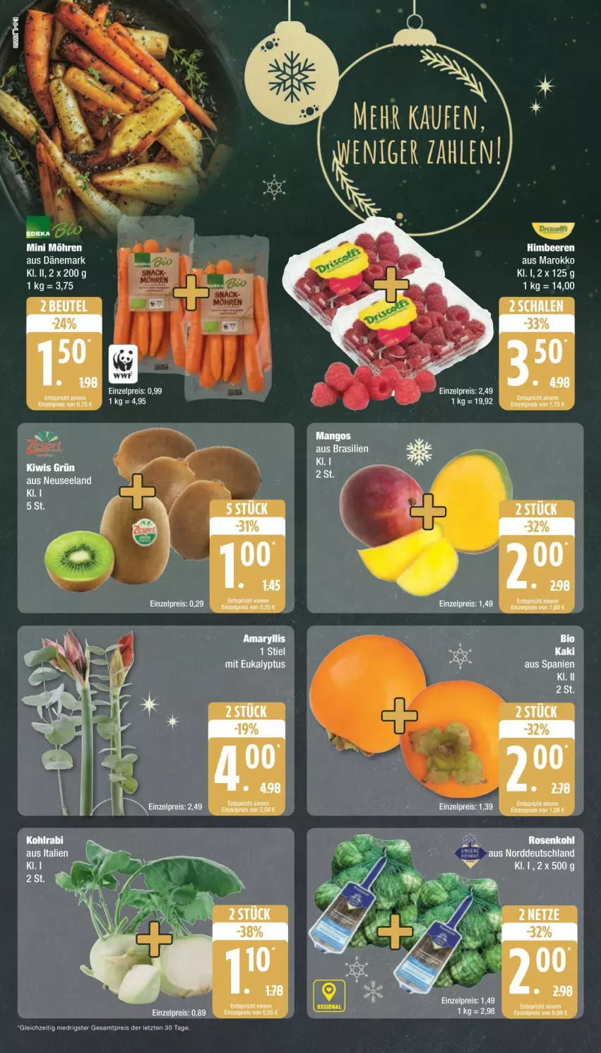 Aktueller Prospekt Edeka - Prospekte - von 09.12 bis 14.12.2024 - strona 8 - produkty: Elan, Kaki, kiwi, mango, mangos, möhren